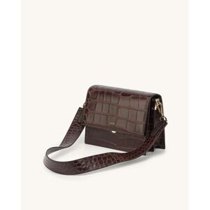 JW PEI Mini Flap Brown Croc Embossed Crossbody Purse